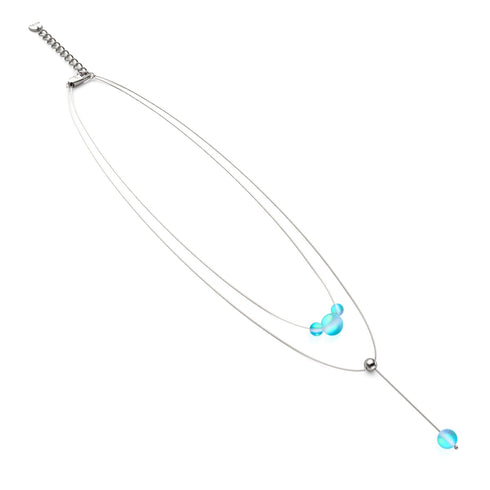 Aigue-marine | Argent | Suspension double cascade de verre sirène